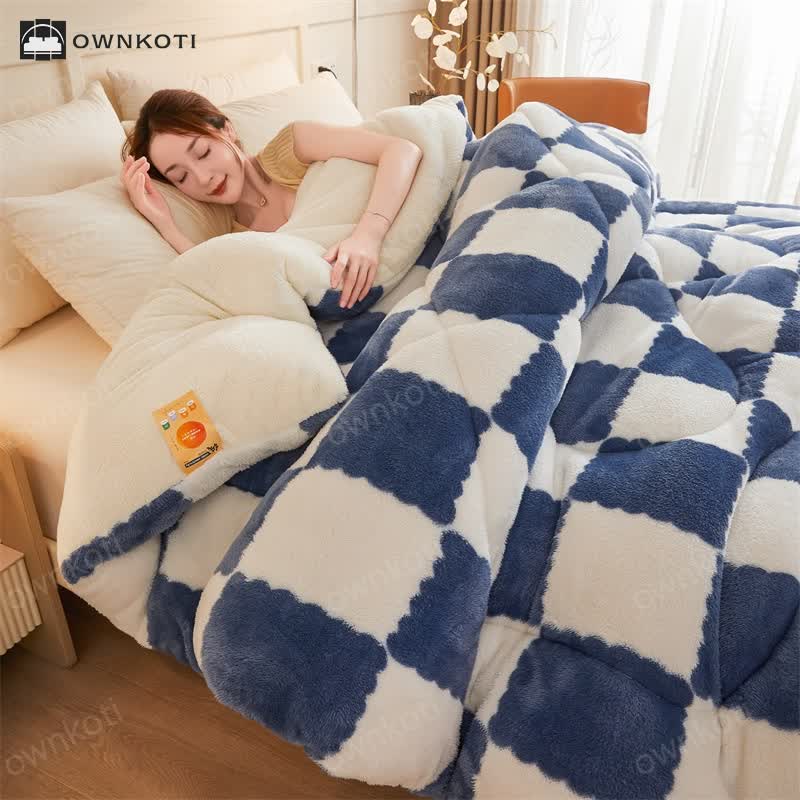 Checkerboard Fleece Blanket Winter Comforter