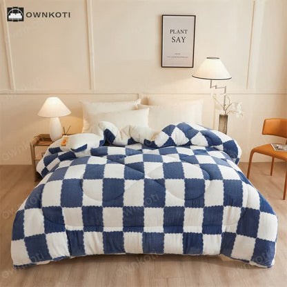 Checkerboard Fleece Blanket Winter Comforter