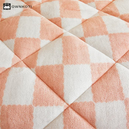 Checkerboard Fleece Blanket Winter Comforter