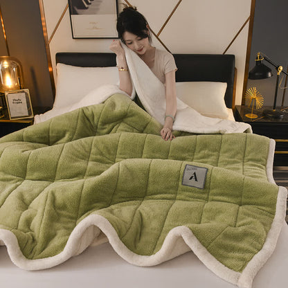 Double-sided Fleece Simple Throw Blanket - Matcha Green - Queen - image 15