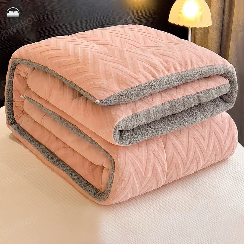 Sherpa Warm Throw Blanket with Quilt Core