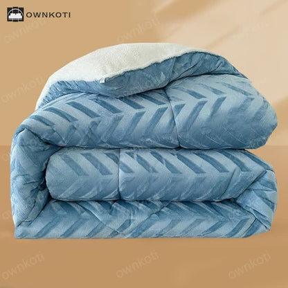 Sherpa Warm Throw Blanket with Quilt Core