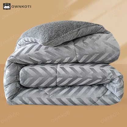 Sherpa Warm Throw Blanket with Quilt Core