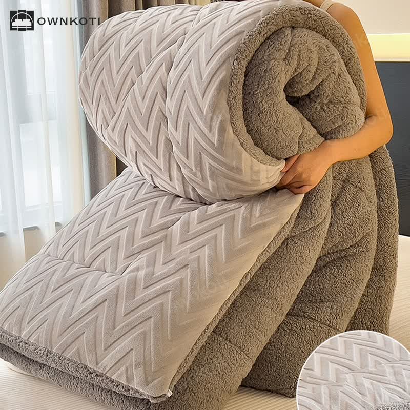 Sherpa Warm Throw Blanket with Quilt Core