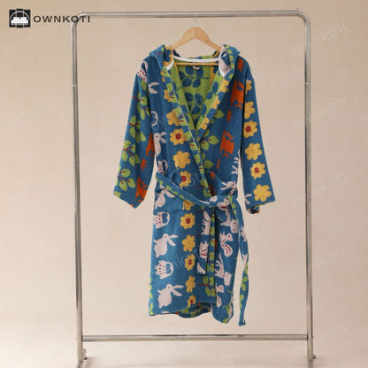 Pastoral Cotton Absorbent Hooded Bathrobe