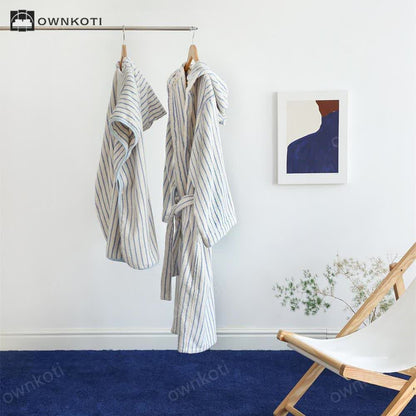 Pure Cotton Striped Hooded Cape Bathrobe