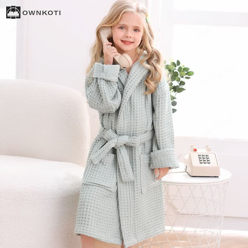 Pure Cotton Waffle Textured Breathable Bathrobe