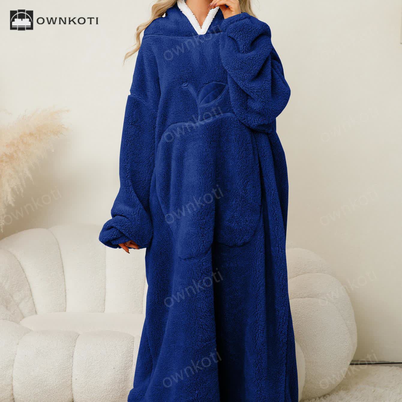 Jacquard Apple Flannel Hooded Nightgown