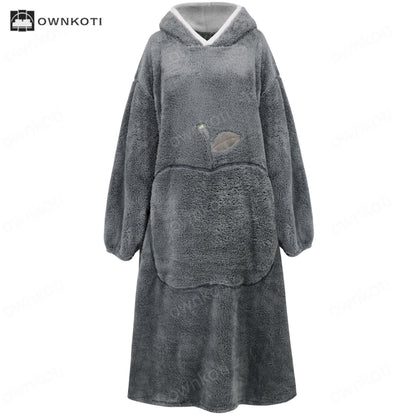 Jacquard Apple Flannel Hooded Nightgown