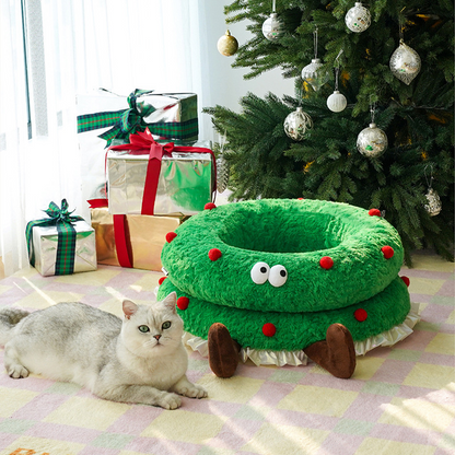 Cute Christmas Wreath Soft Pet Bed