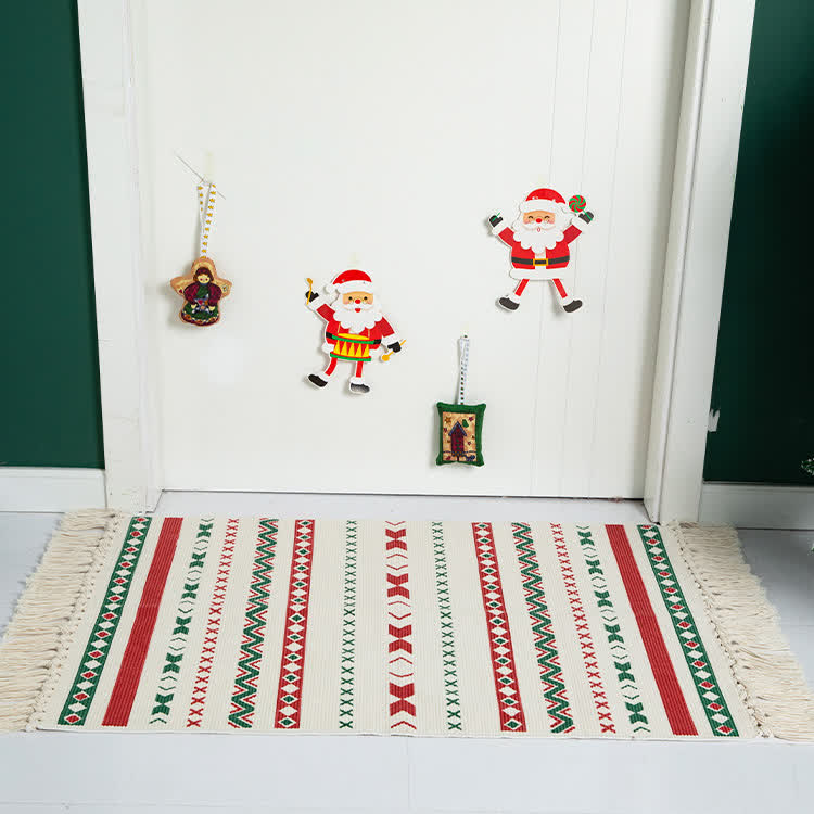 Christmas Woven Tassel Area Runner Rug