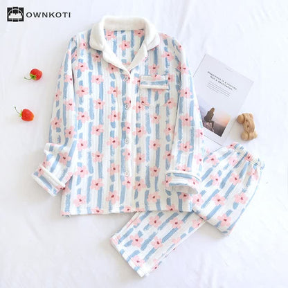 Refresh Flower Warm Air Cotton Pajama Set