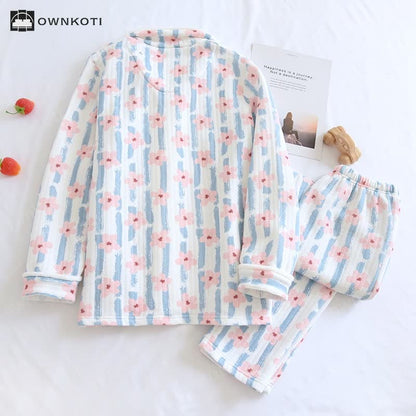 Refresh Flower Warm Air Cotton Pajama Set