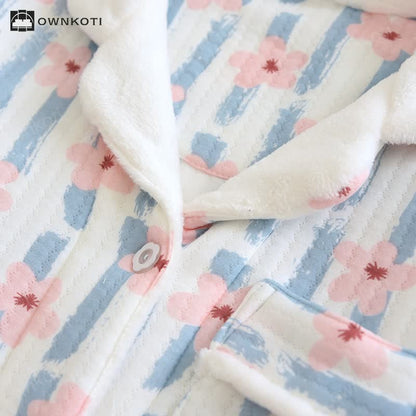 Refresh Flower Warm Air Cotton Pajama Set