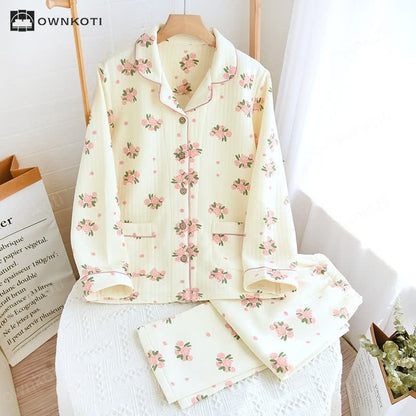 Three Layer Air Cotton Pastoral Pajama Set