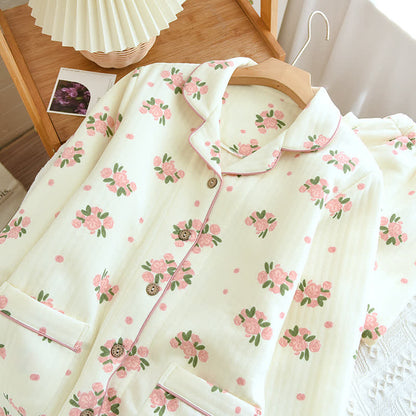 Three Layer Air Cotton Pastoral Pajama Set