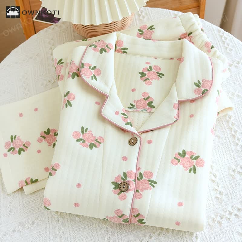 Three Layer Air Cotton Pastoral Pajama Set