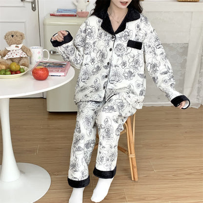 Plus Size Soft Breathable Pastoral Pajama Set
