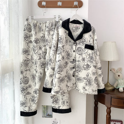Plus Size Soft Breathable Pastoral Pajama Set