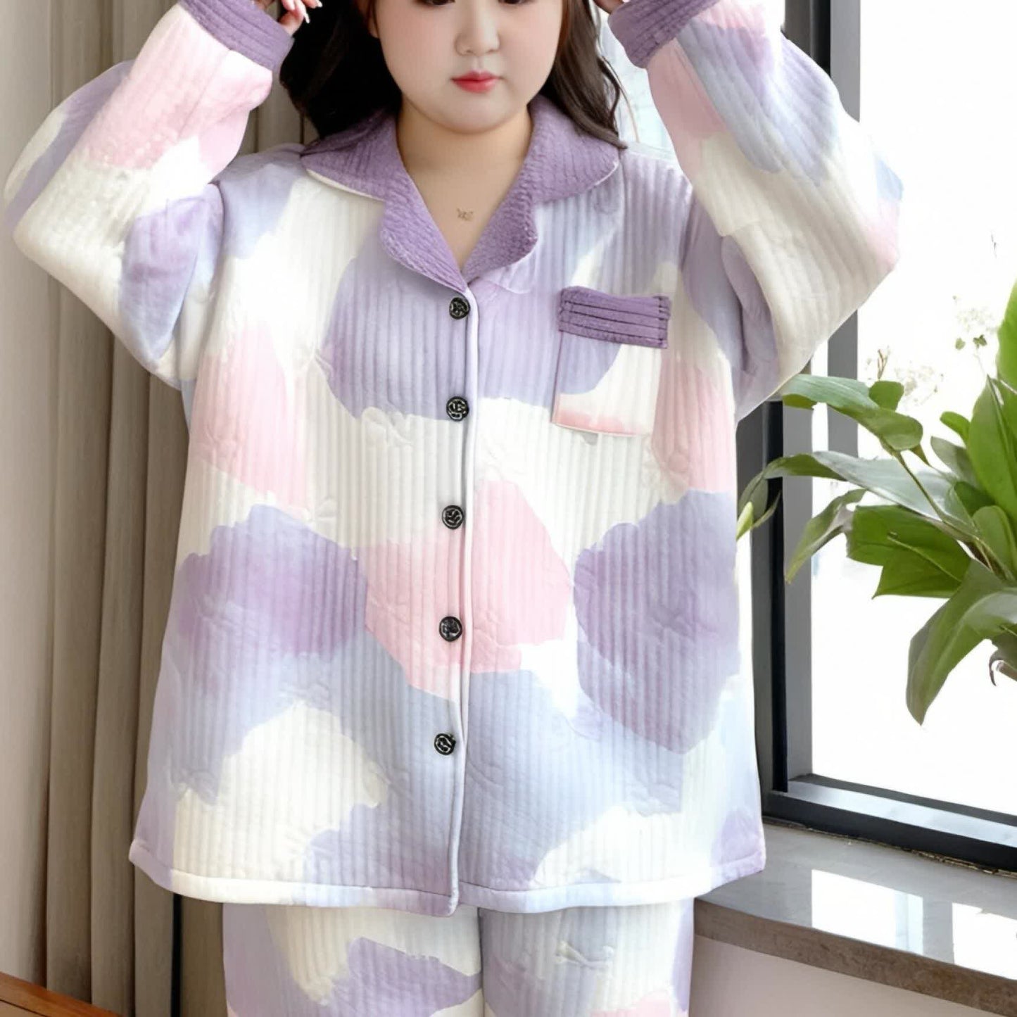 Plus Size Warm Comfy Nightwear Set