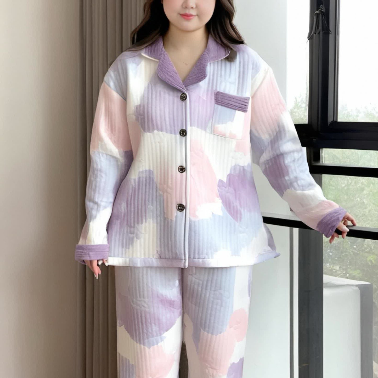 Plus Size Warm Comfy Nightwear Set