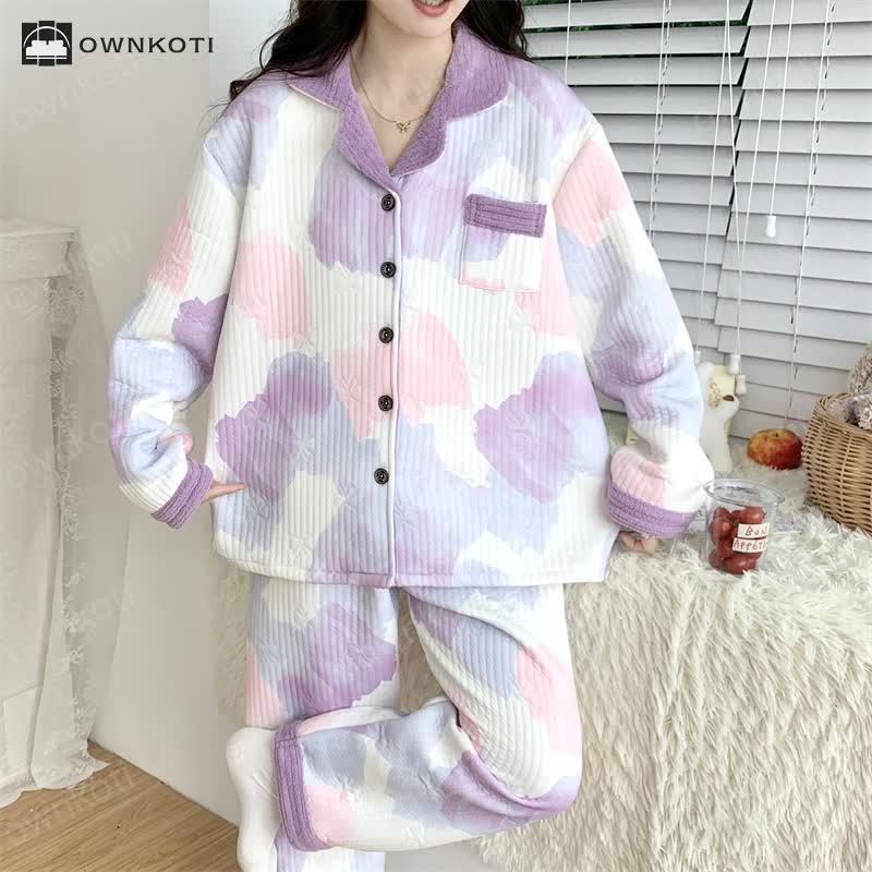 Plus Size Warm Cotton Nightwear Set