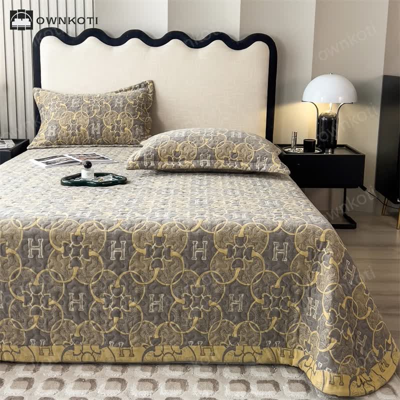 Retro Double Layer Cotton Gauze Quilted Coverlet