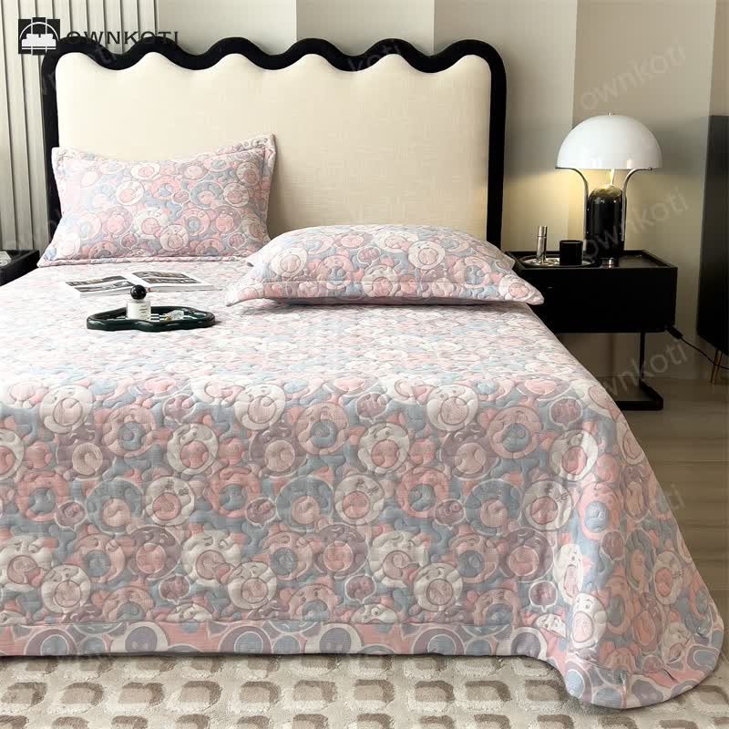 Cartoon Pig Cotton Gauze Quilted Coverlet