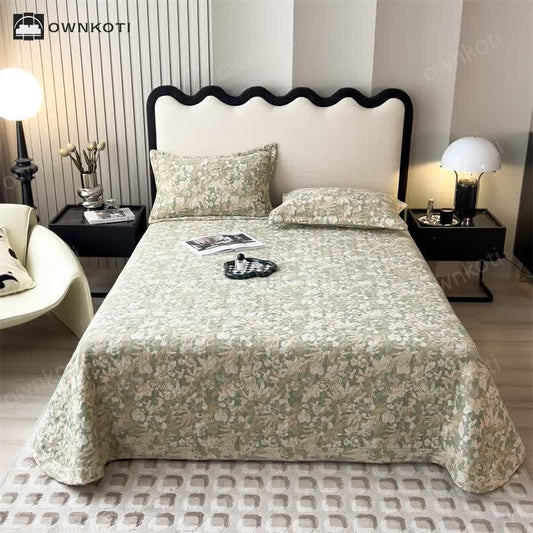 Jacquard Floral Quilted Cotton Gauze Coverlet