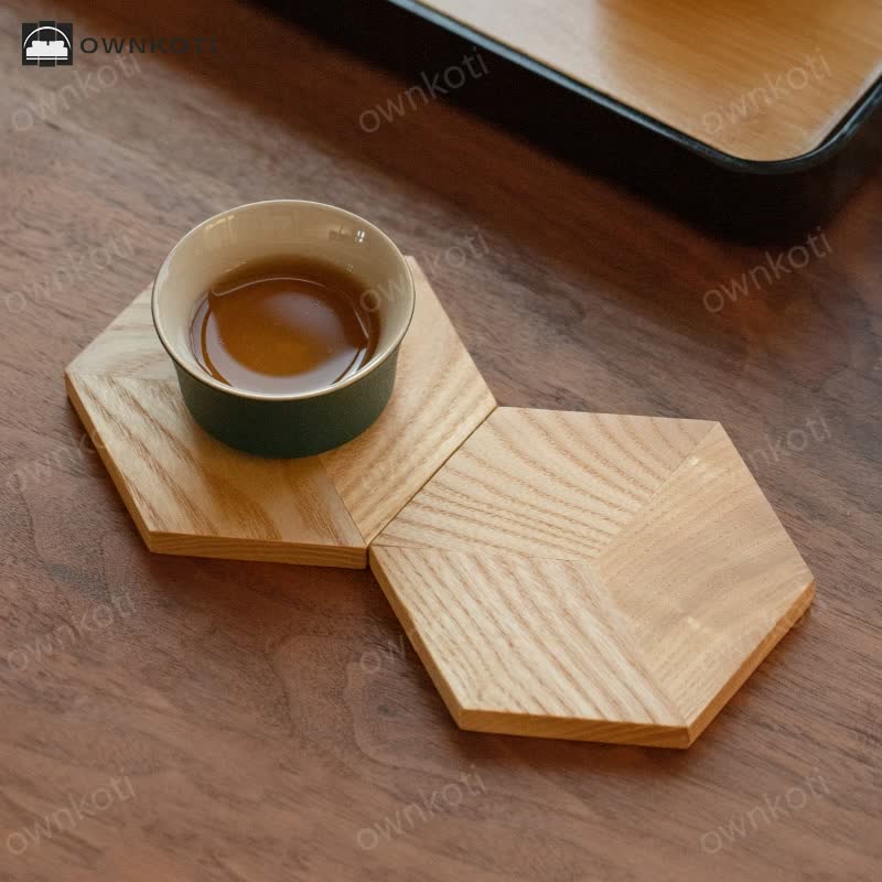 Hexagon Shape Wooden Placemat Coaster