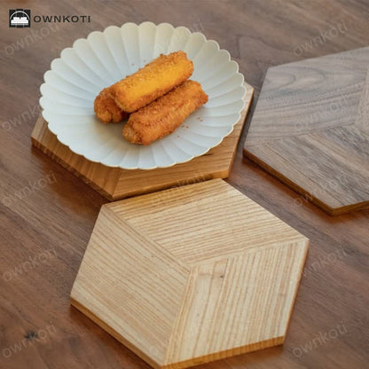 Hexagon Shape Wooden Placemat Coaster