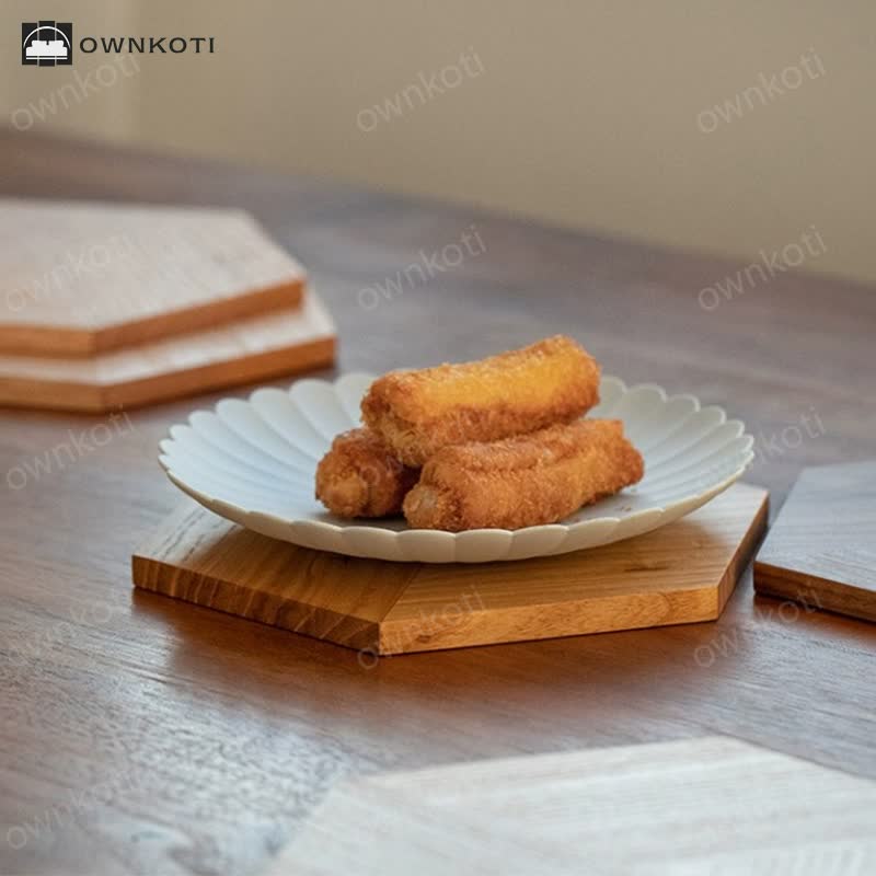 Hexagon Shape Wooden Placemat Coaster