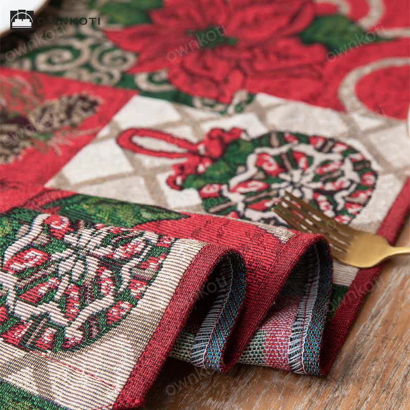 Jacquard Christmas Floral Table Runner