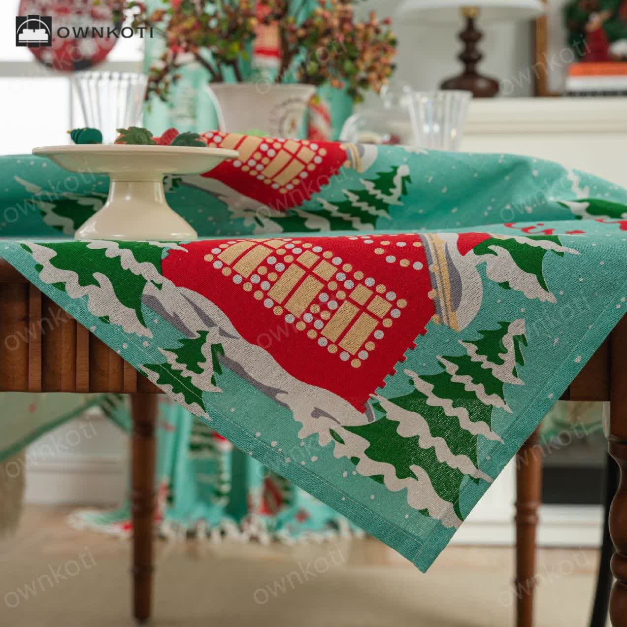 Merry Christmas Cotton Linen Tablecloth