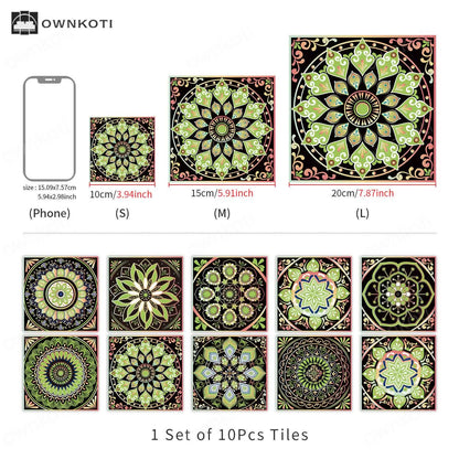 Mandala Peel and Stick Wall Sticker (10PCS)