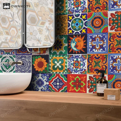 Talavera Bohemian Waterpoof Wall Sticker (24PCS)