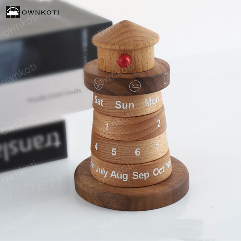 Wooden Lighthouse Desktop Calendar Ornament