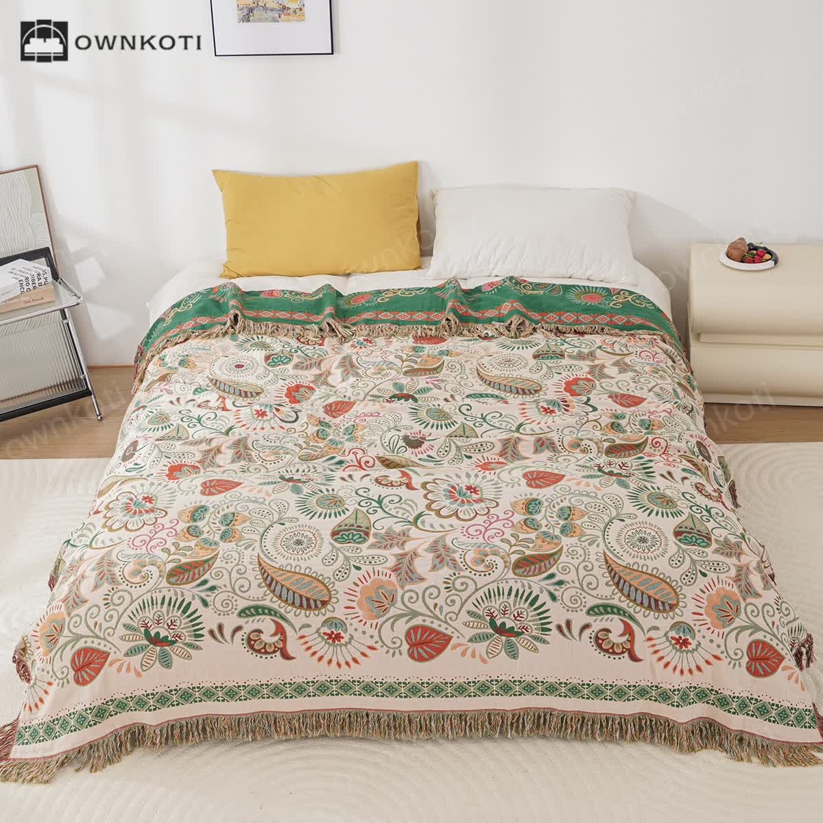 Tassel Retro Paisley Cotton Gauze Blanket