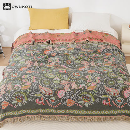 Tassel Retro Paisley Cotton Gauze Quilt