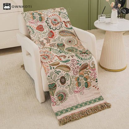 Tassel Retro Paisley Cotton Gauze Quilt