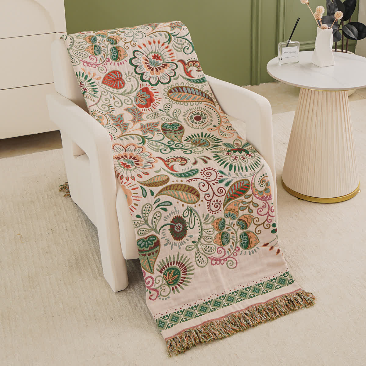 Tassel Retro Paisley Cotton Gauze Quilt