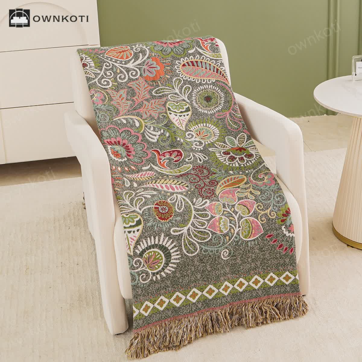 Tassel Retro Paisley Cotton Gauze Quilt