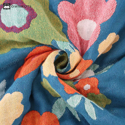 Cotton Gauze Bright Flowers Soft Blanket