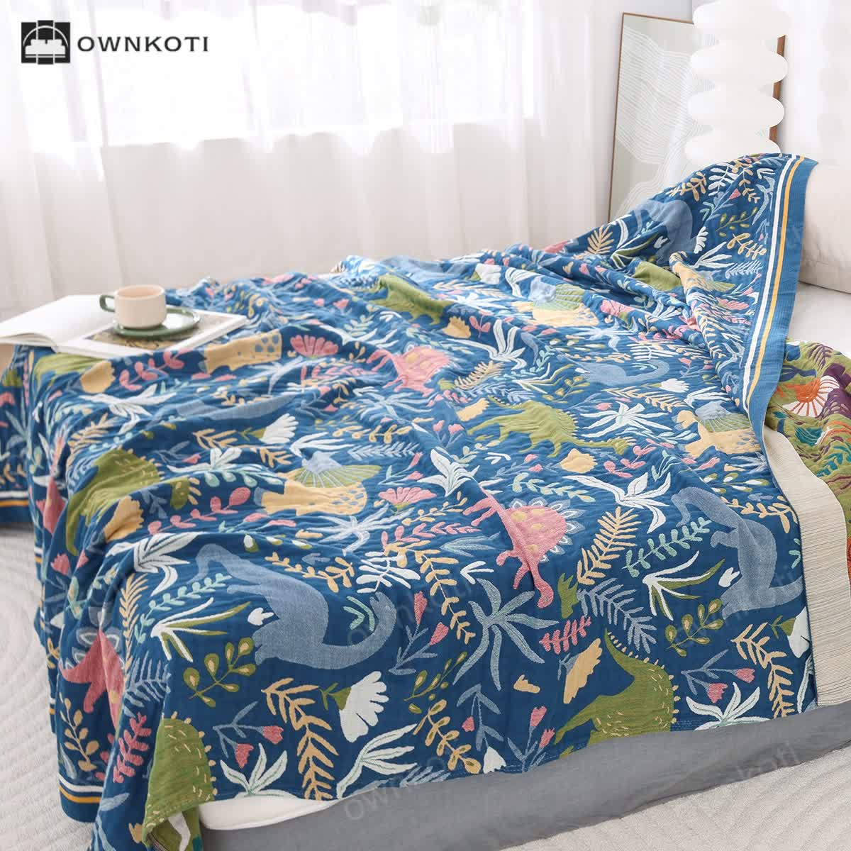 Dinosaur Forest Cotton Gauze Lightweight Quilt