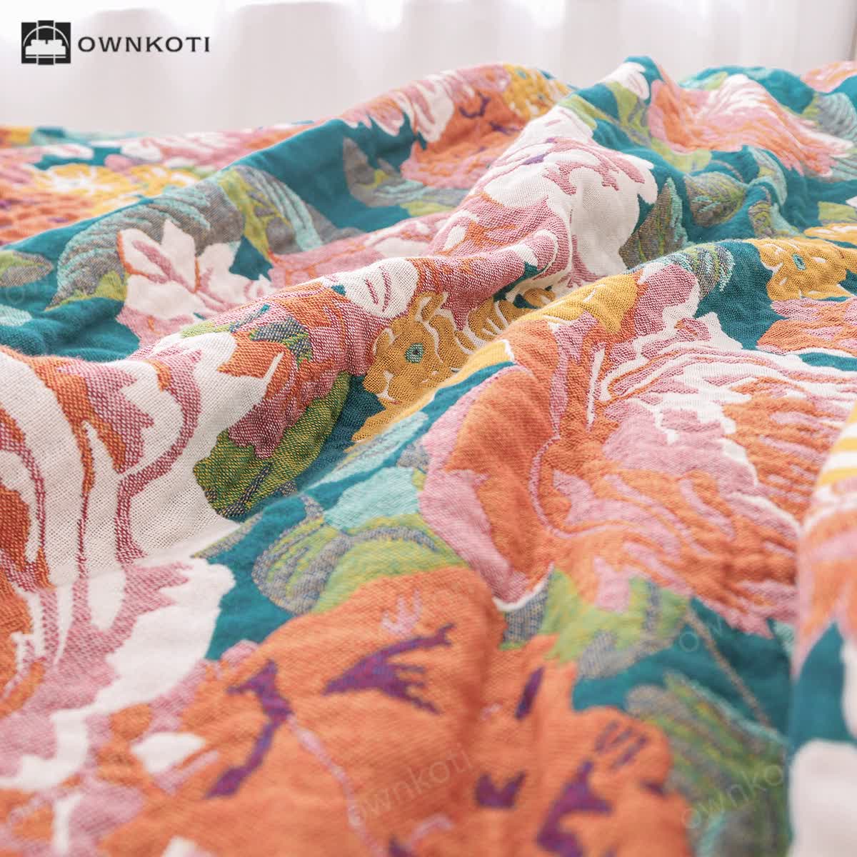 Elegant Bright Rose Cotton Gauze Blanket