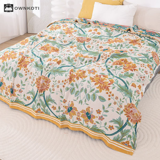 Refresh Flower Leaf  Cotton Gauze Quilt