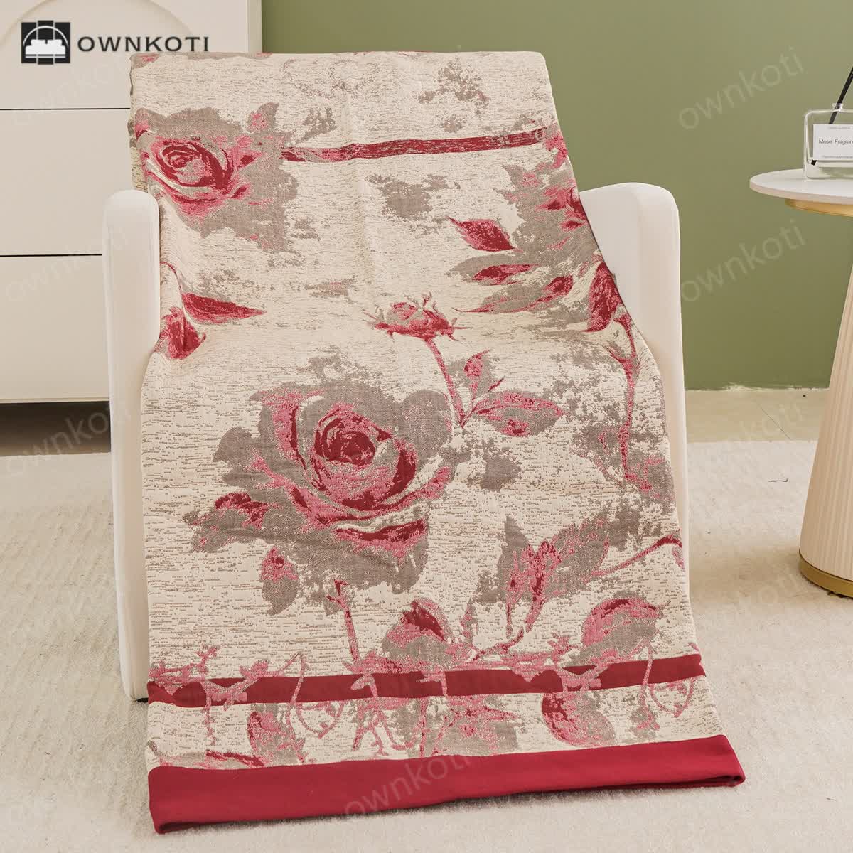 Cotton Gauze Rose Print Comfy Blanket