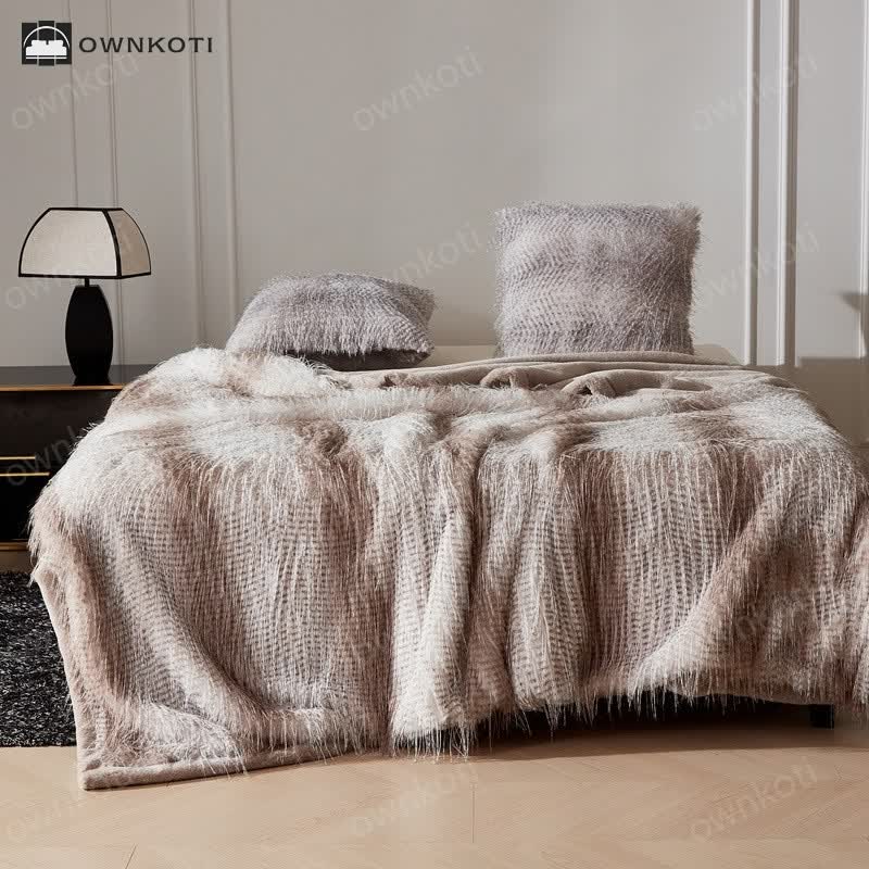 Gradient Luxurious Faux Fur Throw Blanket