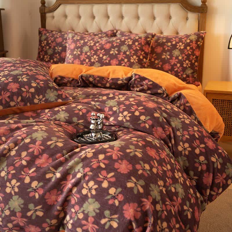 Comfy Velvet Floral Style Bedding Set(4PCS)