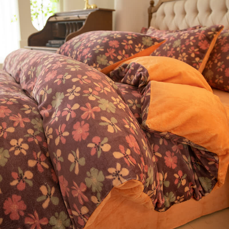 Comfy Velvet Floral Style Bedding Set(4PCS)